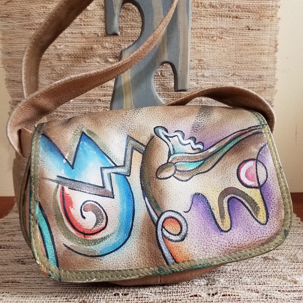 Vintage SAM SAM Hand Painted Leather Bag